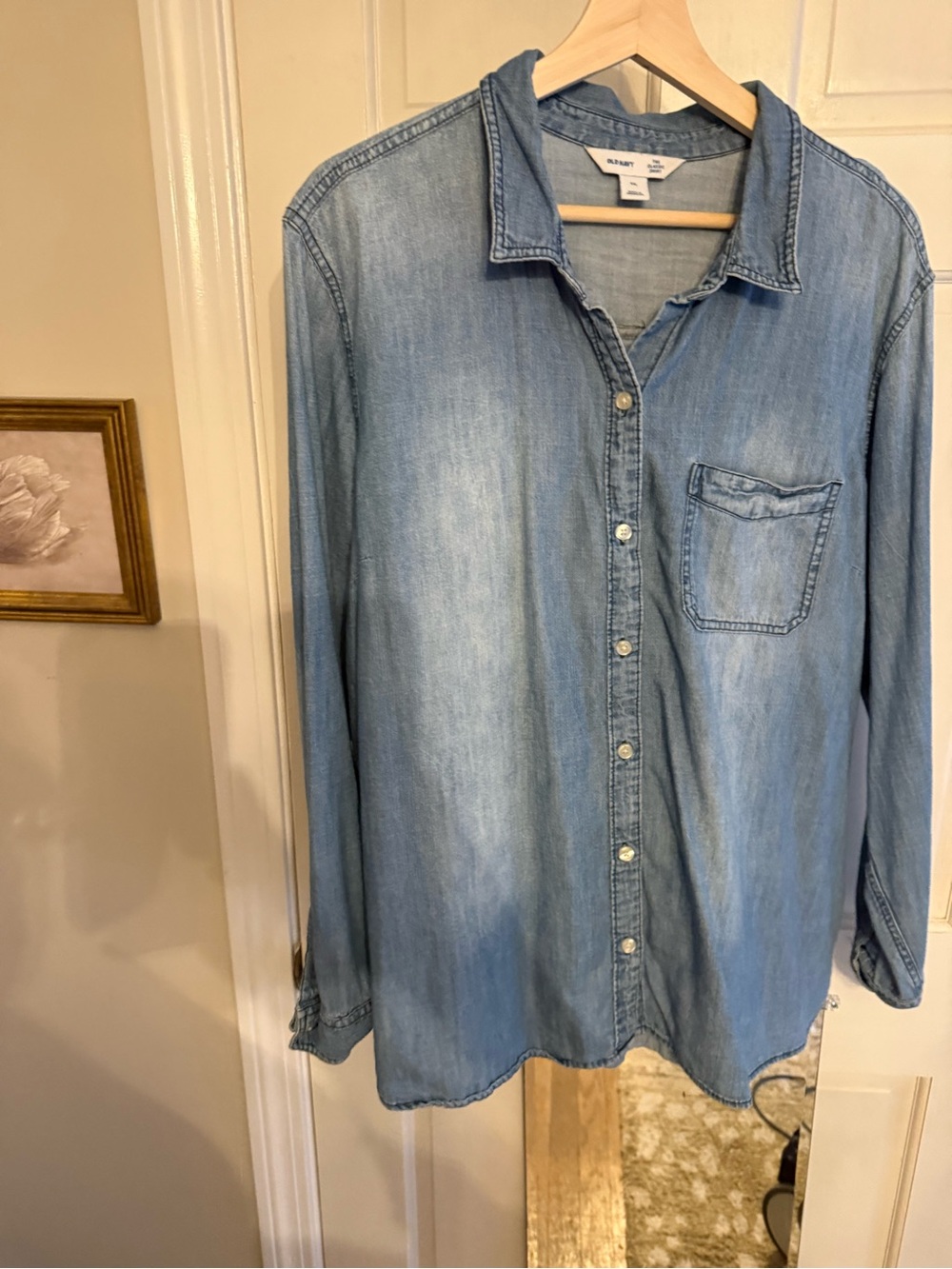Old Navy Light Wash Denim Button-Down Shirt